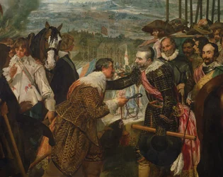 The Surrender of Breda, 1625, c.1635 olja på duk detalj av 30730